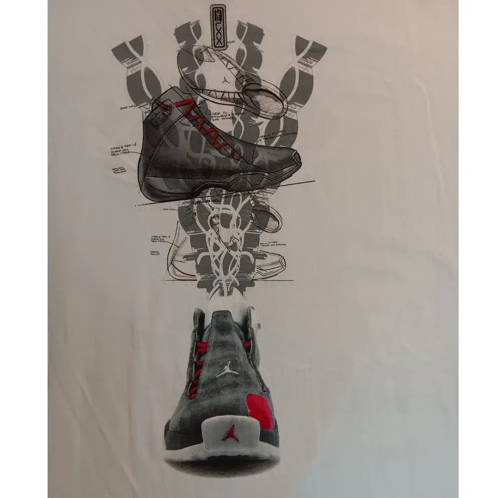 Nike Air Jordan Sneaker Tech Tee Mens XXL White Jumpman Logo Basketball Shoe Y2K